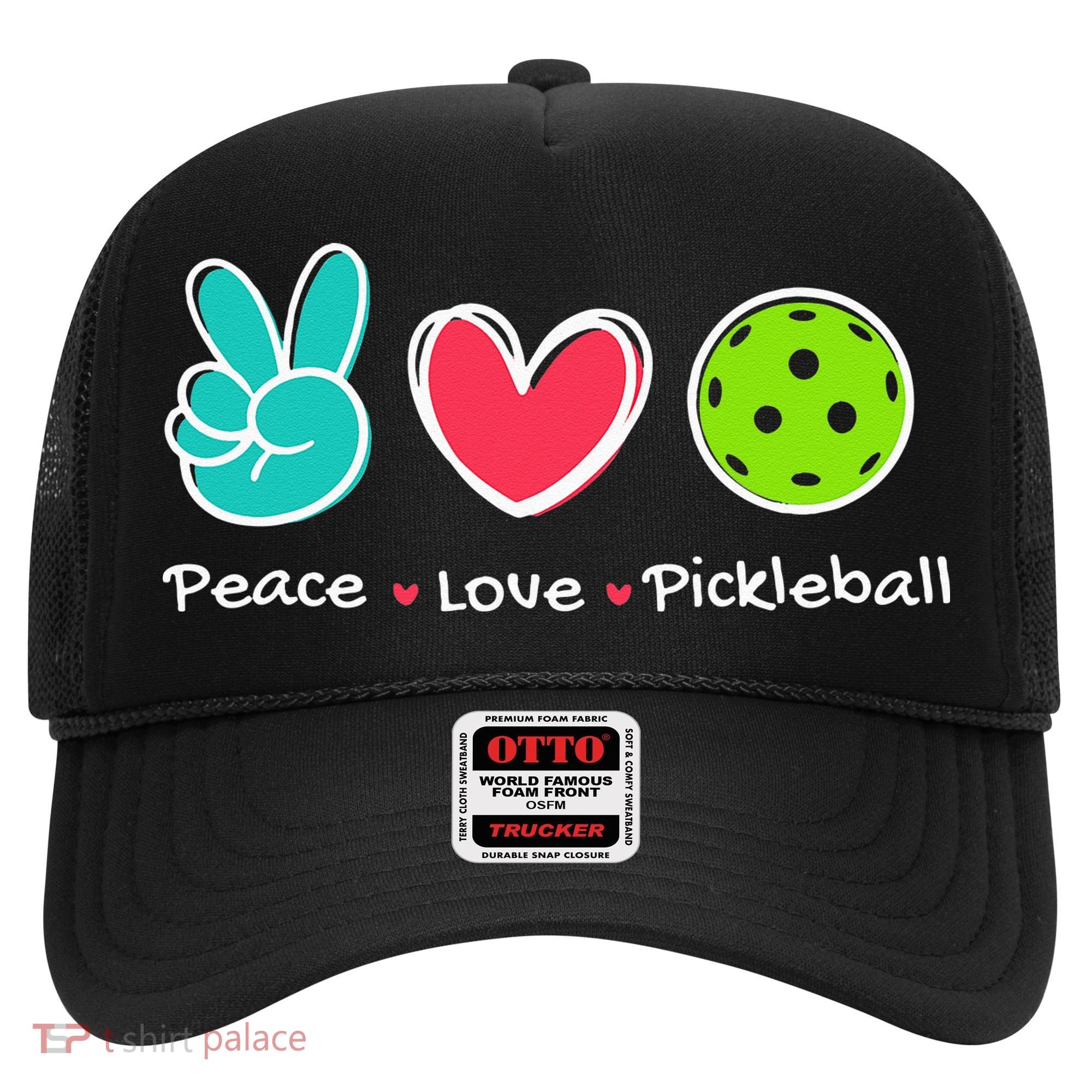 Funny Peace Love Pickleball Court Play Loves Pickleball Hat