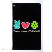 Funny Peace Love Pickleball Court Play Loves Pickleball Golf Towel thumb 0
