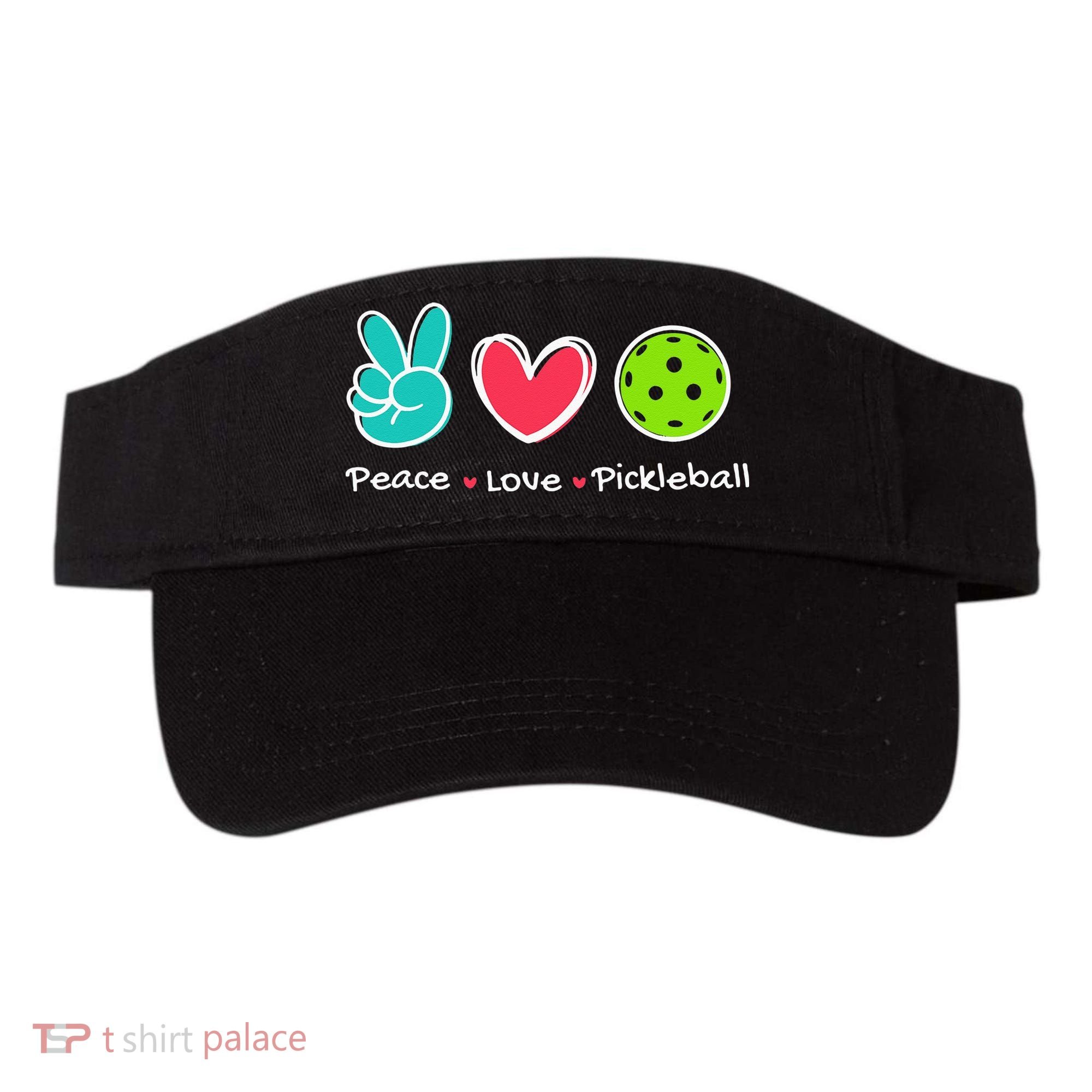 Funny Peace Love Pickleball Court Play Loves Pickleball Visor