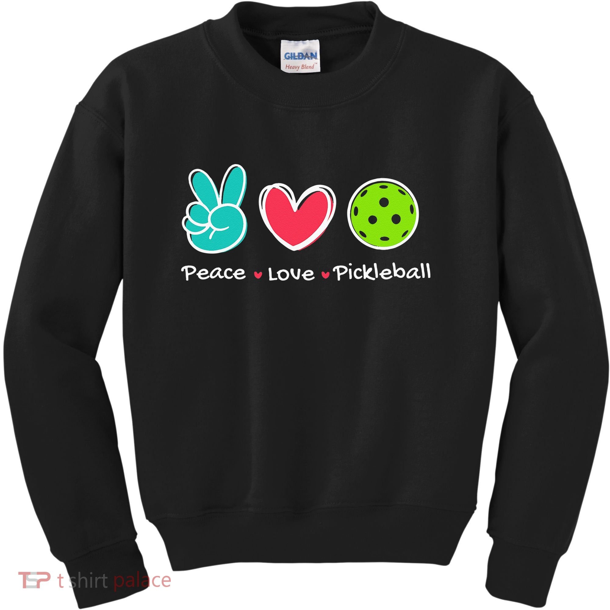 Funny Peace Love Pickleball Court Play Loves Pickleball Kids Sweatshirt