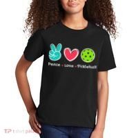 Funny Peace Love Pickleball Court Play Loves Pickleball Kids T-Shirt thumb 2