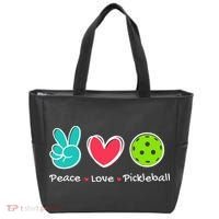 Funny Peace Love Pickleball Court Play Loves Pickleball Tote Bag thumb 0