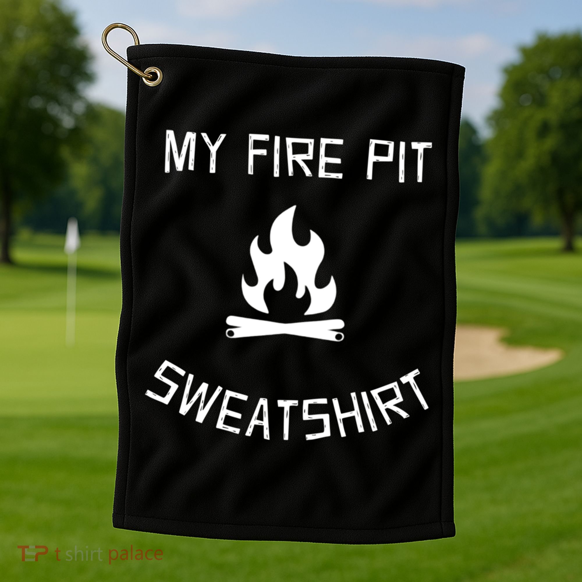 Fire Pit Lake Life Campfire Bonfire Camping Gift Golf Towel