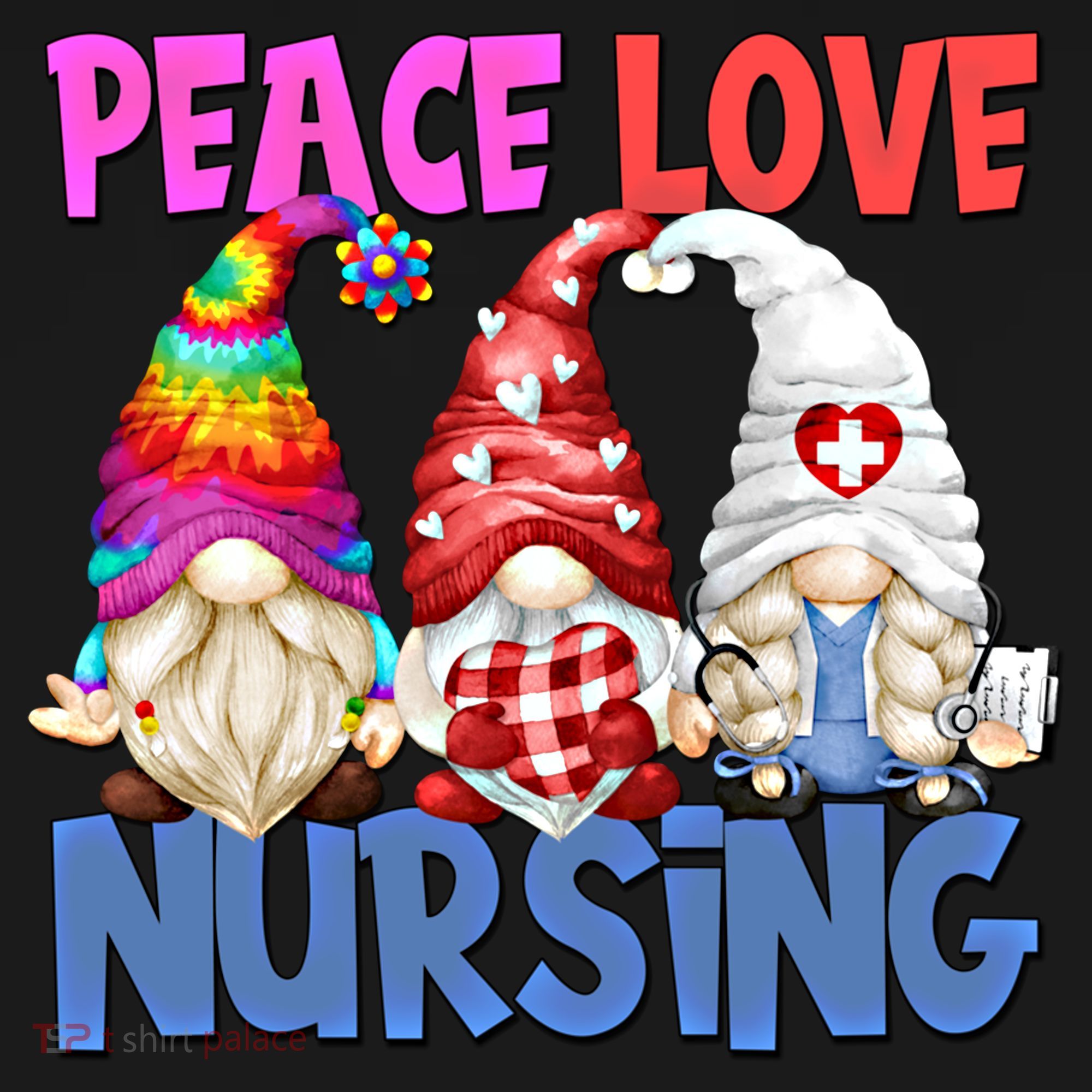 Funny Peace Love Nursing Gnome And Certified Nurse Gift Doggie Tank