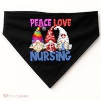 Funny Peace Love Nursing Gnome And Certified Nurse Gift USA-Made Doggie Bandana thumb 0