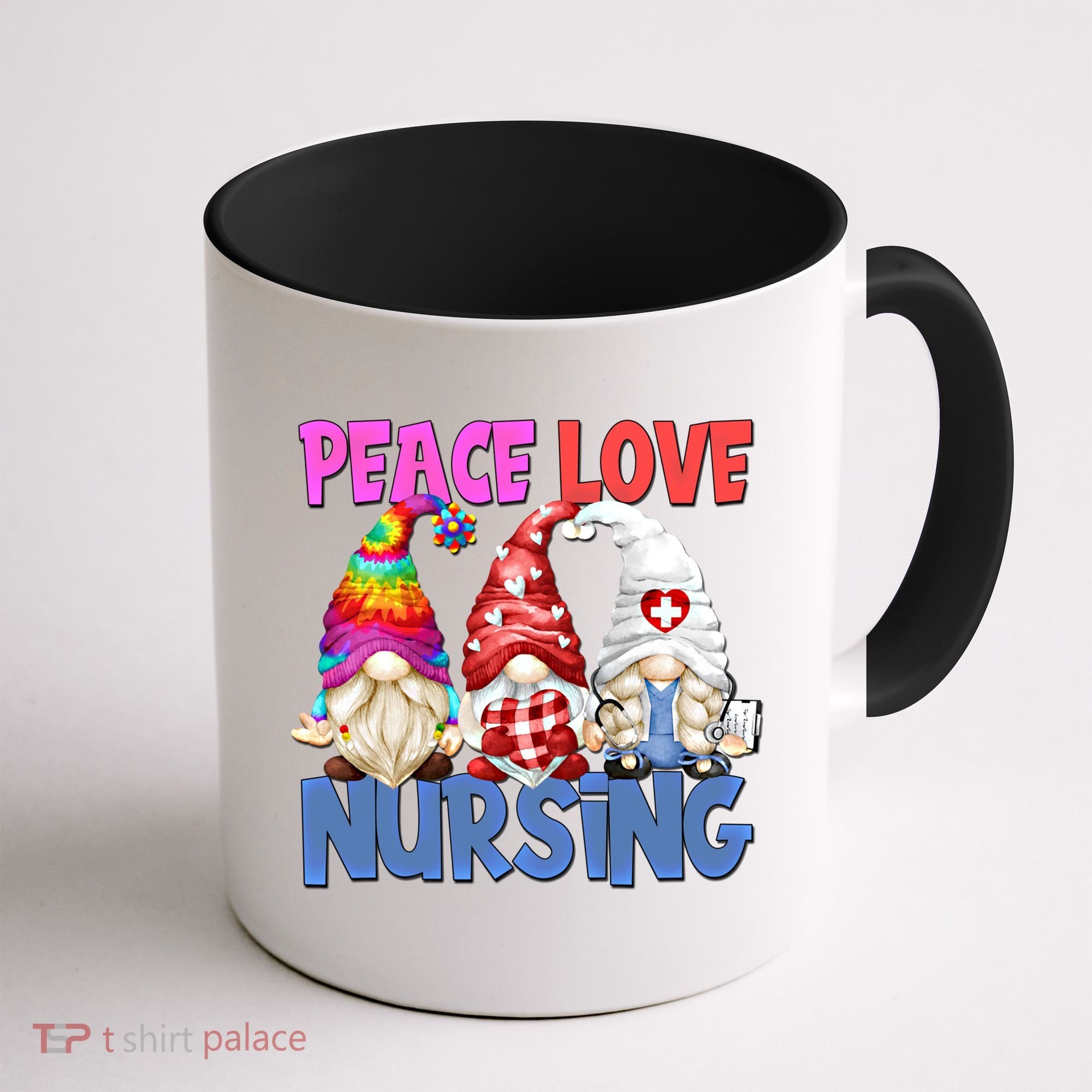 Funny Peace Love Nursing Gnome And Certified Nurse Gift Coffee Mug