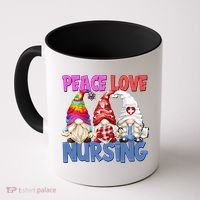 Funny Peace Love Nursing Gnome And Certified Nurse Gift Coffee Mug thumb 0