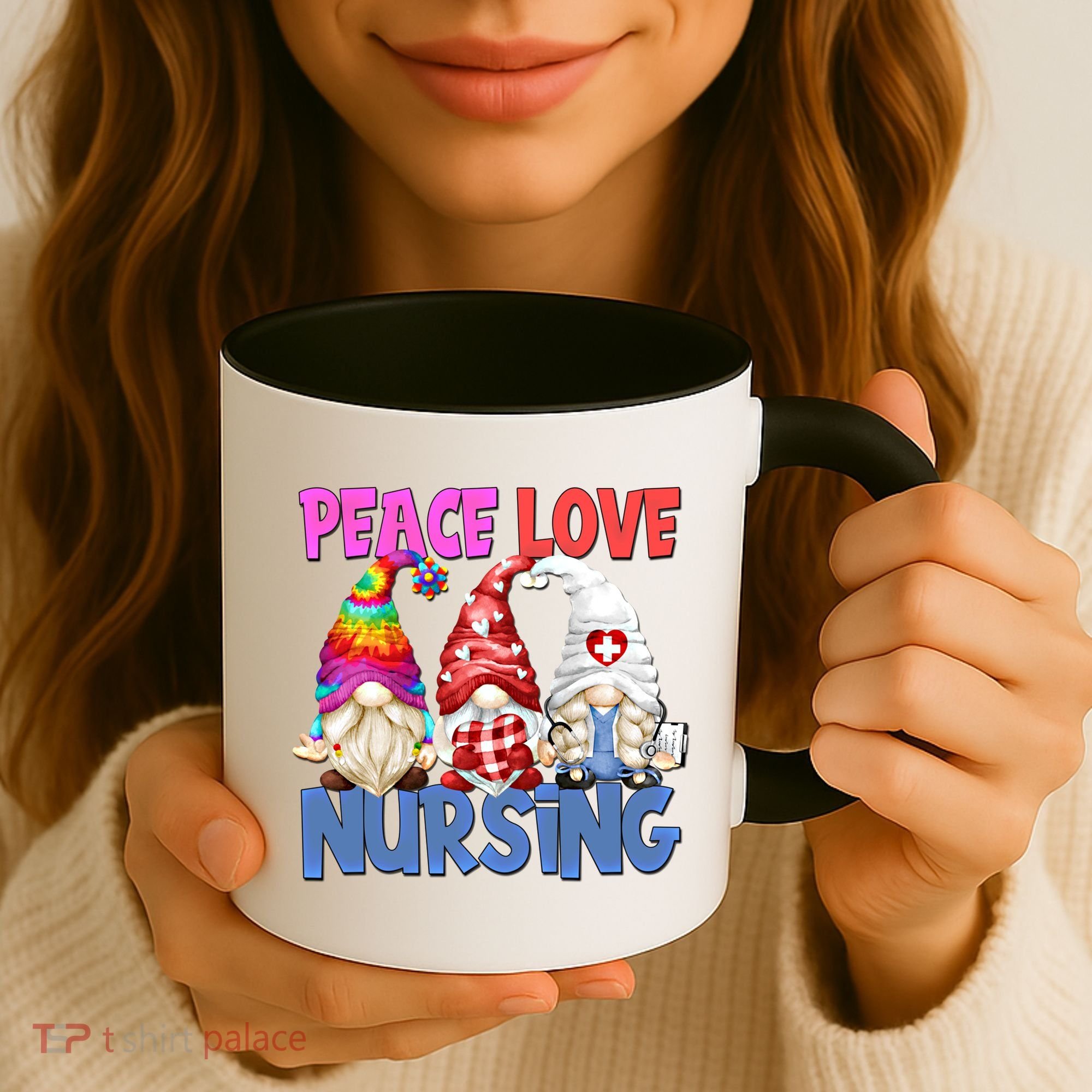 Funny Peace Love Nursing Gnome And Certified Nurse Gift Coffee Mug