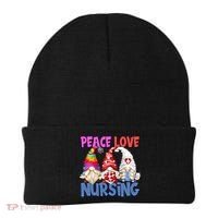 Funny Peace Love Nursing Gnome And Certified Nurse Gift Beanie thumb 0
