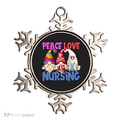 Funny Peace Love Nursing Gnome And Certified Nurse Gift Ornament