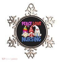 Funny Peace Love Nursing Gnome And Certified Nurse Gift Ornament thumb 0