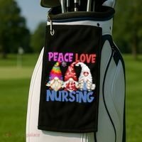 Funny Peace Love Nursing Gnome And Certified Nurse Gift Golf Towel thumb 2