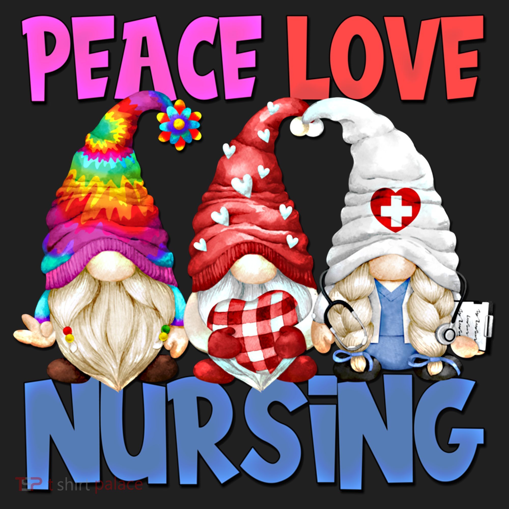 Funny Peace Love Nursing Gnome And Certified Nurse Gift Golf Towel