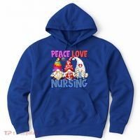 Funny Peace Love Nursing Gnome And Certified Nurse Gift Hoodie thumb 0
