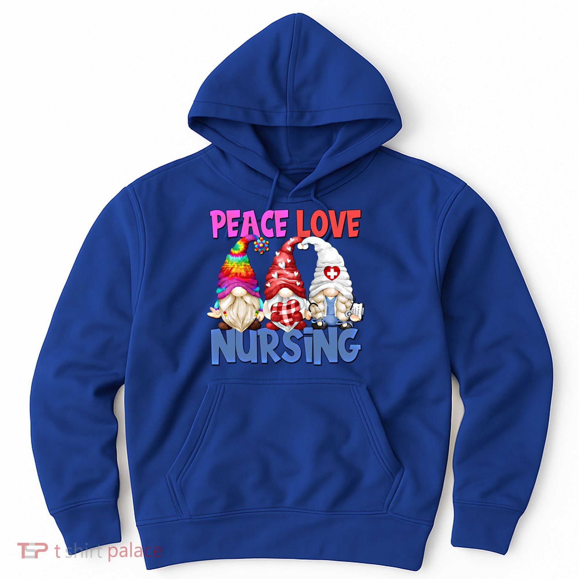 Funny Peace Love Nursing Gnome And Certified Nurse Gift Hoodie