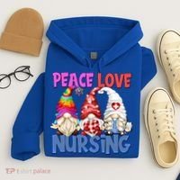 Funny Peace Love Nursing Gnome And Certified Nurse Gift Hoodie thumb 4