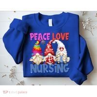 Funny Peace Love Nursing Gnome And Certified Nurse Gift Sweatshirt thumb 2