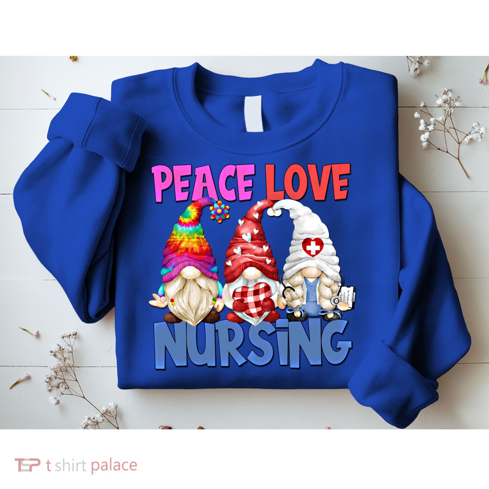 Funny Peace Love Nursing Gnome And Certified Nurse Gift Sweatshirt