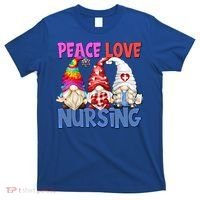 Funny Peace Love Nursing Gnome And Certified Nurse Gift T-Shirt thumb 0