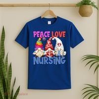 Funny Peace Love Nursing Gnome And Certified Nurse Gift T-Shirt thumb 2