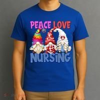 Funny Peace Love Nursing Gnome And Certified Nurse Gift T-Shirt thumb 3