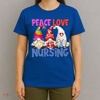 Funny Peace Love Nursing Gnome And Certified Nurse Gift T-Shirt thumb 4