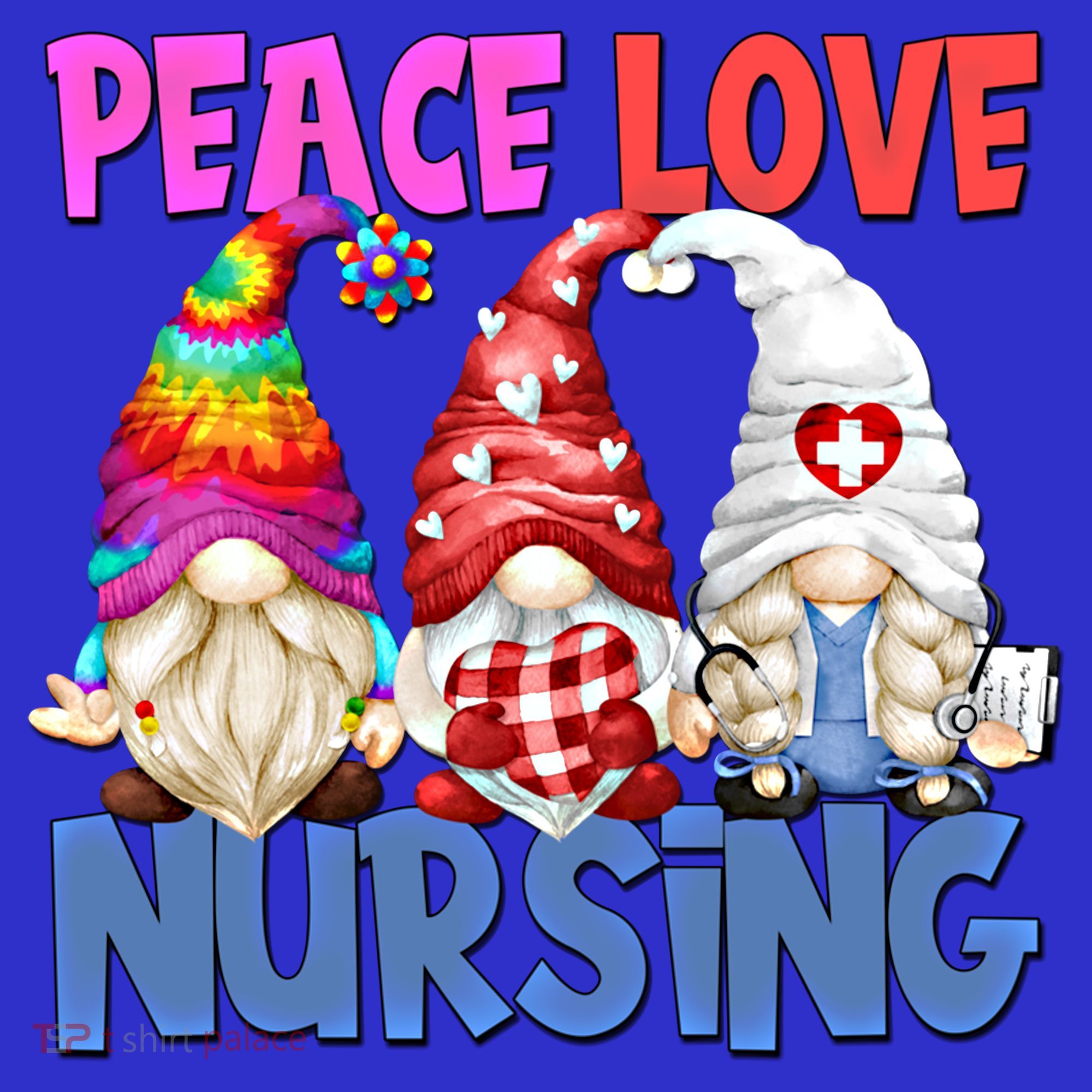 Funny Peace Love Nursing Gnome And Certified Nurse Gift T-Shirt