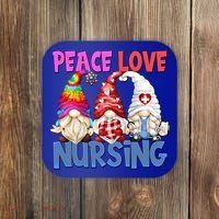Funny Peace Love Nursing Gnome And Certified Nurse Gift Coaster thumb 0