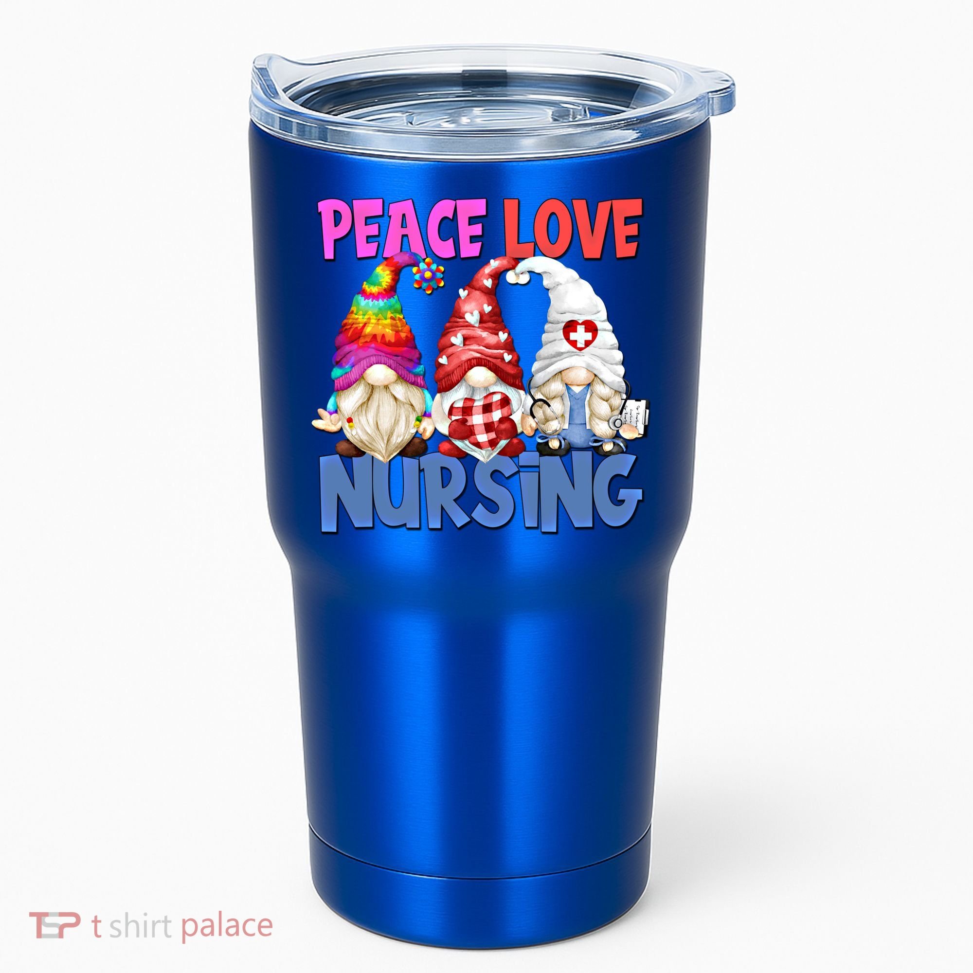 Funny Peace Love Nursing Gnome And Certified Nurse Gift Tumbler