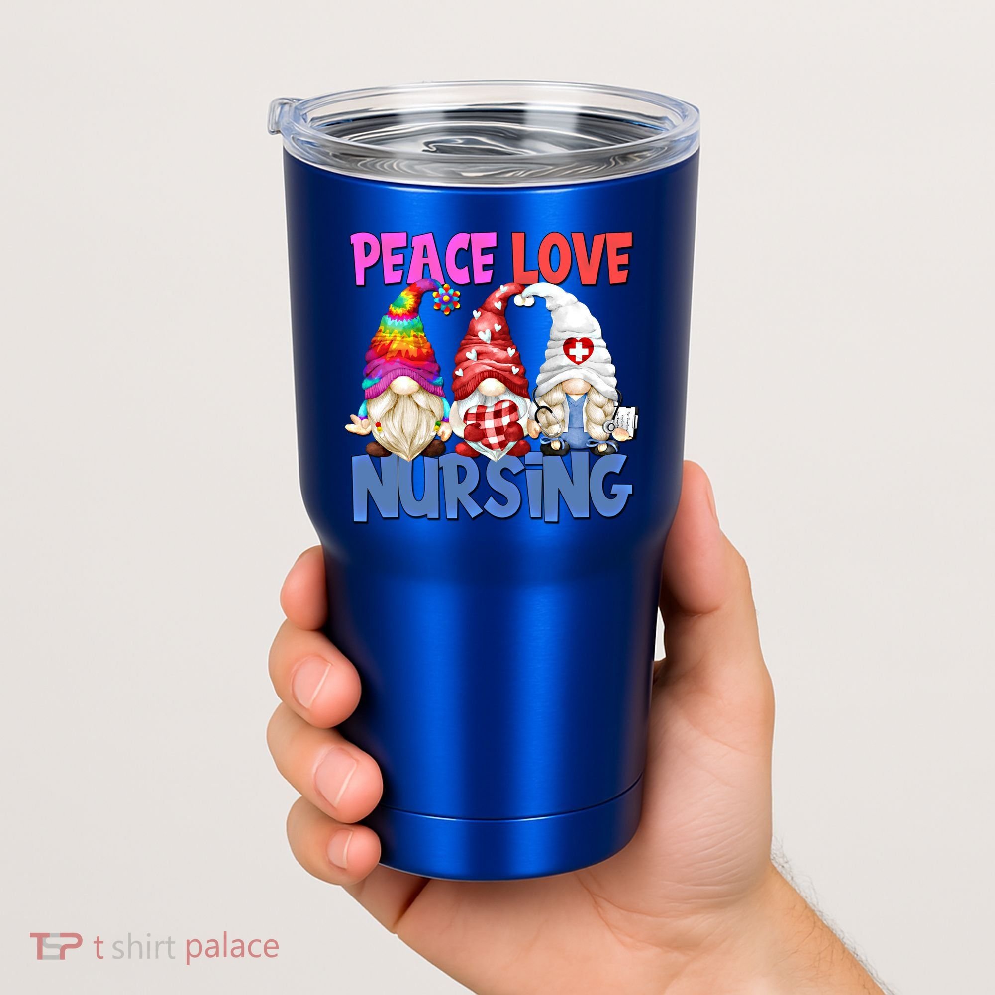 Funny Peace Love Nursing Gnome And Certified Nurse Gift Tumbler