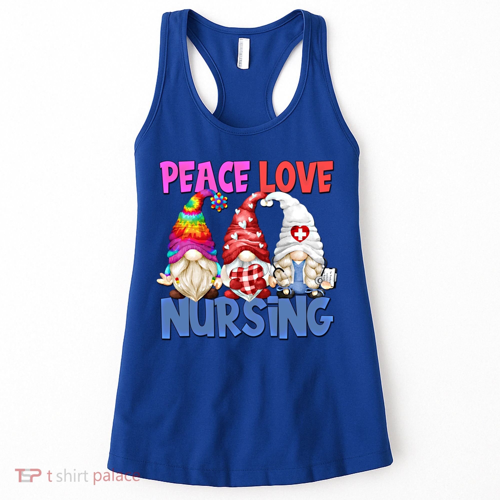 Funny Peace Love Nursing Gnome And Certified Nurse Gift Women's Tank Top