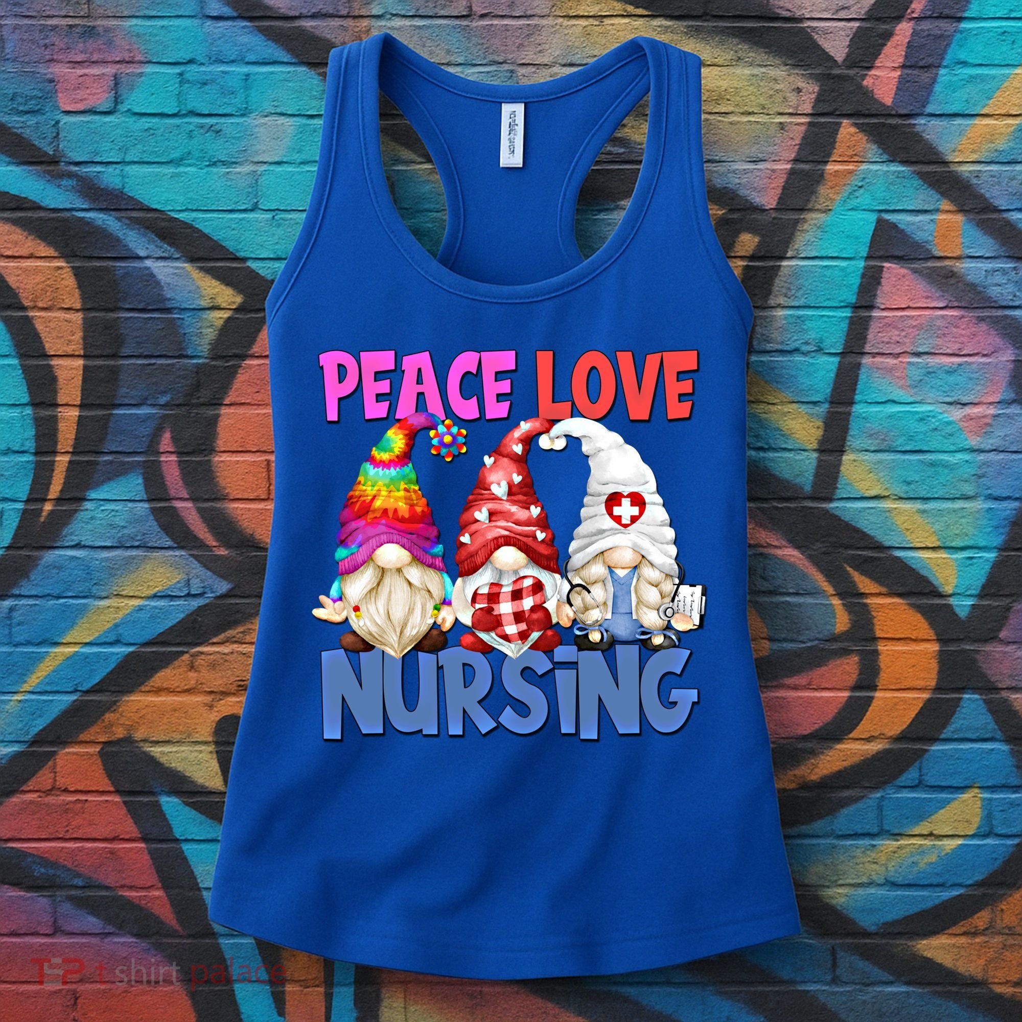 Funny Peace Love Nursing Gnome And Certified Nurse Gift Women's Tank Top