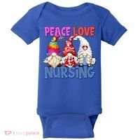 Funny Peace Love Nursing Gnome And Certified Nurse Gift Baby Bodysuit thumb 0