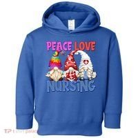 Funny Peace Love Nursing Gnome And Certified Nurse Gift Toddler Hoodie thumb 0