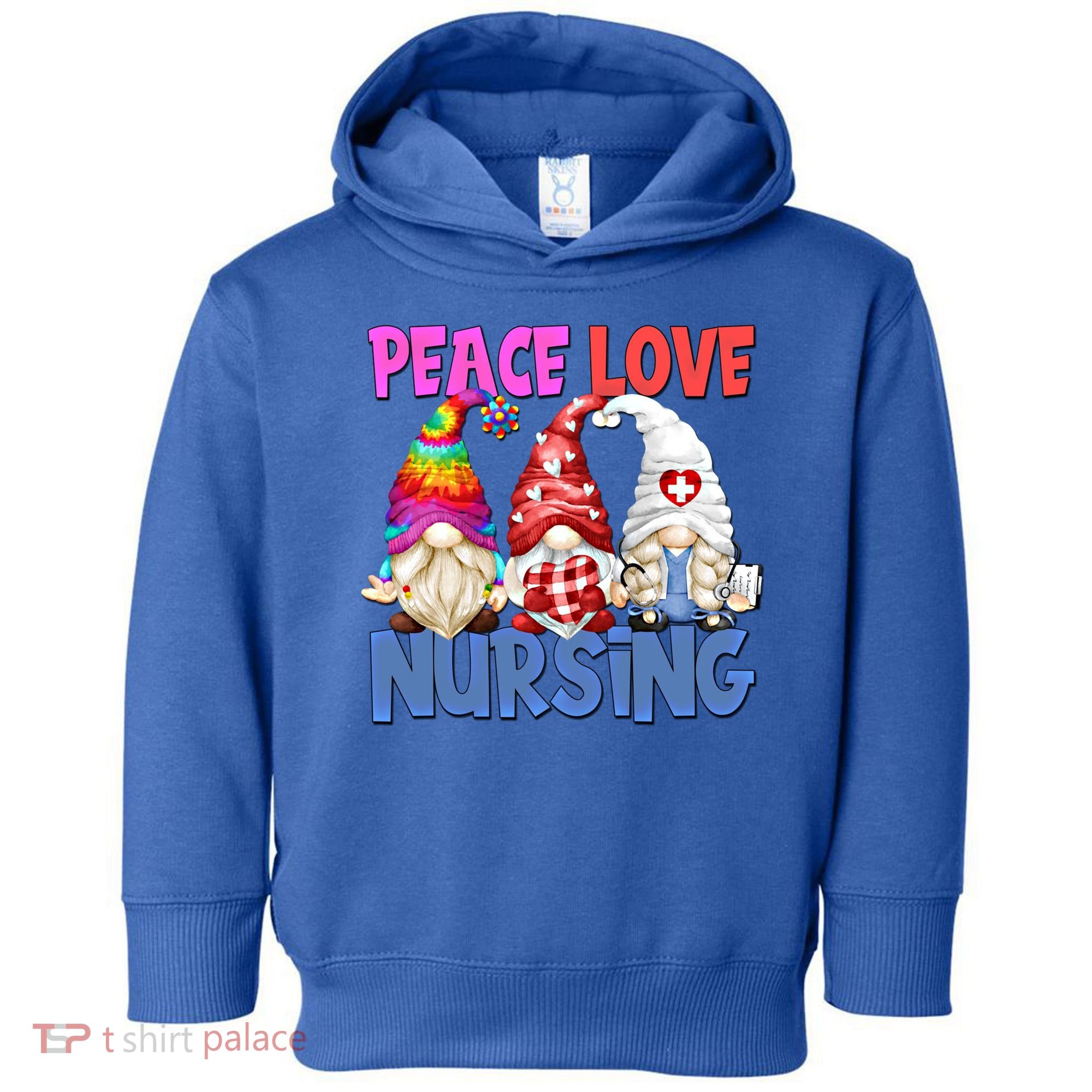 Funny Peace Love Nursing Gnome And Certified Nurse Gift Toddler Hoodie