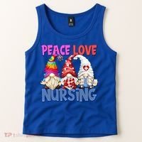 Funny Peace Love Nursing Gnome And Certified Nurse Gift Tank Top thumb 2