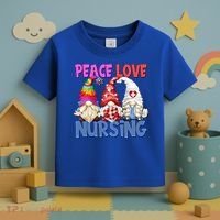 Funny Peace Love Nursing Gnome And Certified Nurse Gift Toddler T-Shirt thumb 3