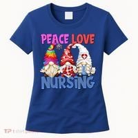 Funny Peace Love Nursing Gnome And Certified Nurse Gift Women's T-Shirt thumb 0