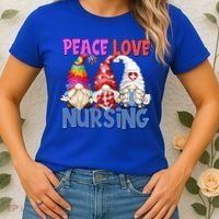 Funny Peace Love Nursing Gnome And Certified Nurse Gift Women's T-Shirt thumb 2