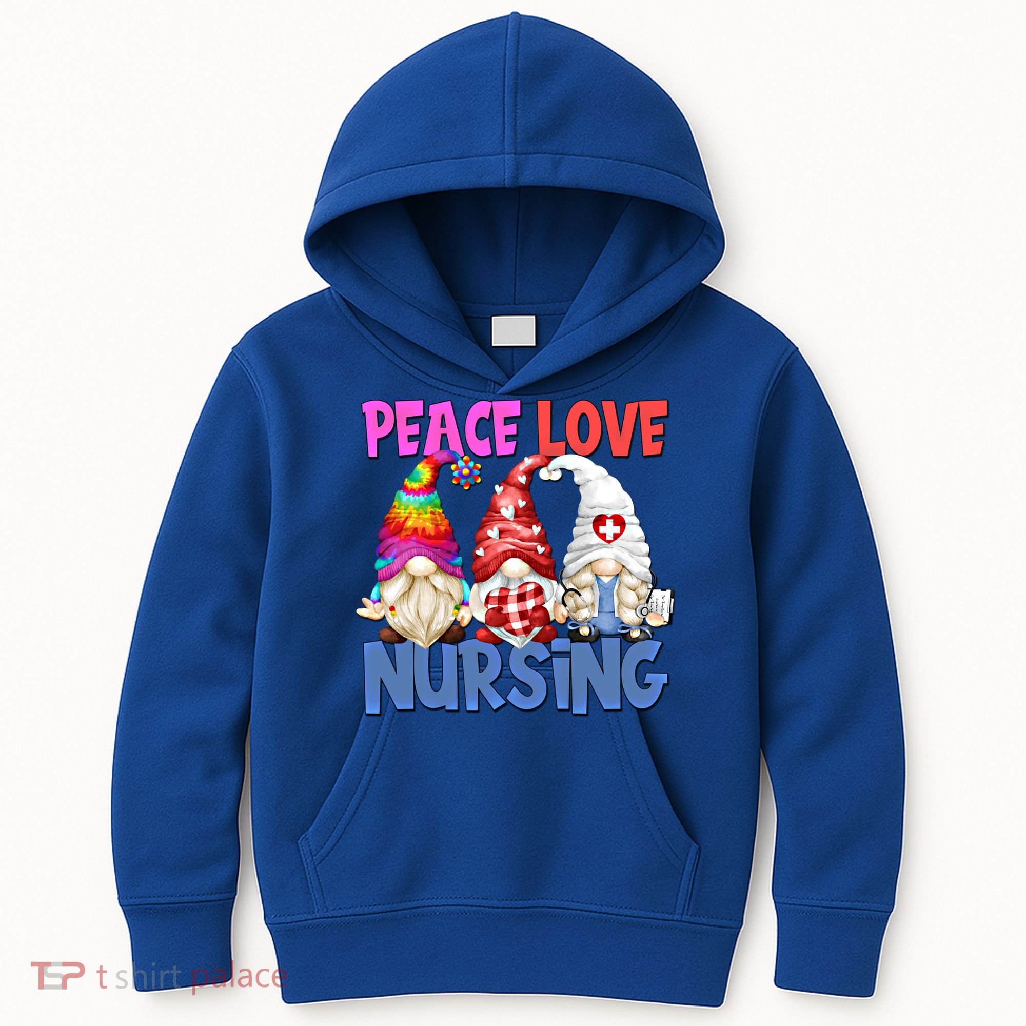 Funny Peace Love Nursing Gnome And Certified Nurse Gift Kids Hoodie