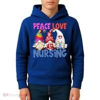 Funny Peace Love Nursing Gnome And Certified Nurse Gift Kids Hoodie thumb 4