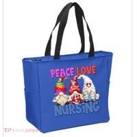 Funny Peace Love Nursing Gnome And Certified Nurse Gift Tote Bag thumb 2
