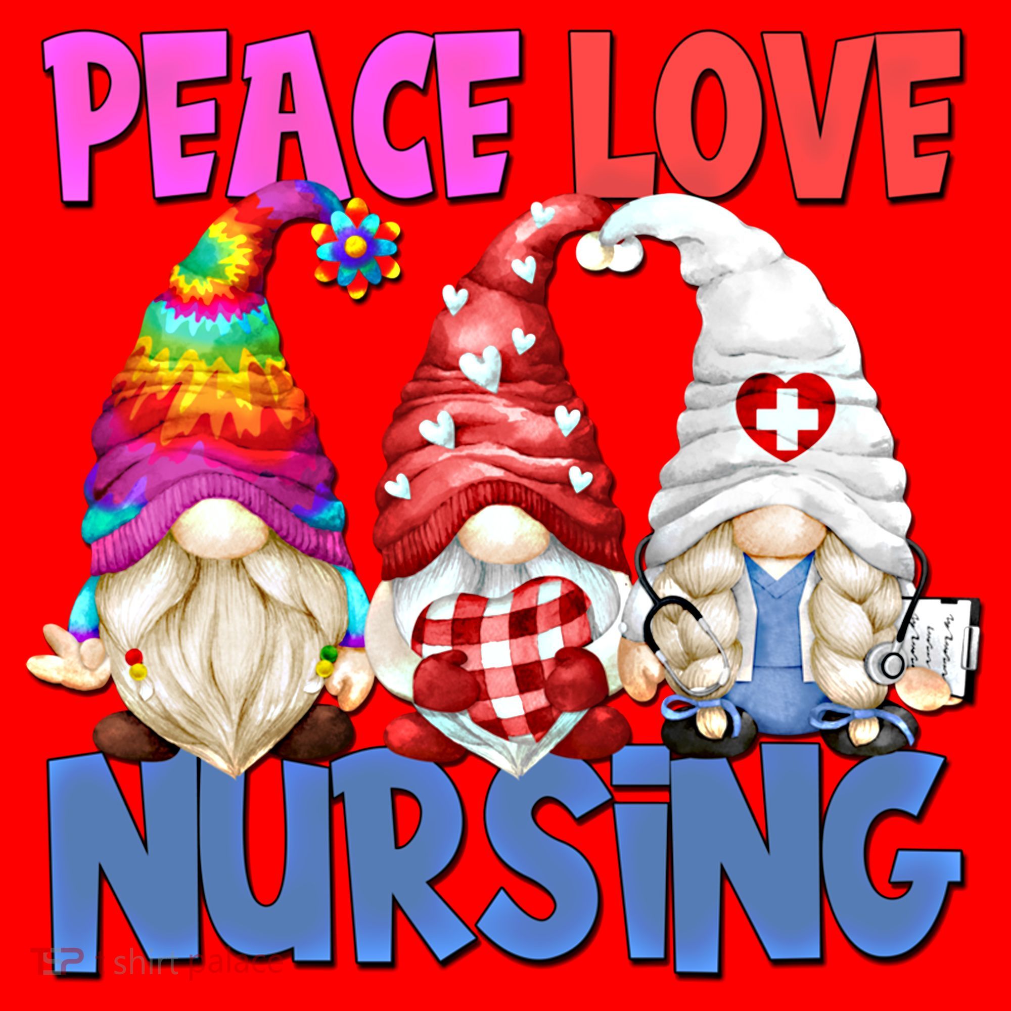 Funny Peace Love Nursing Gnome And Certified Nurse Gift Santa Hat