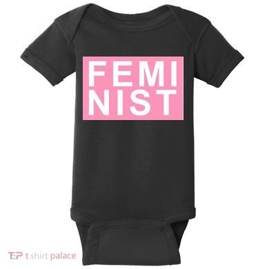 Feminist Pink Logo Baby Bodysuit