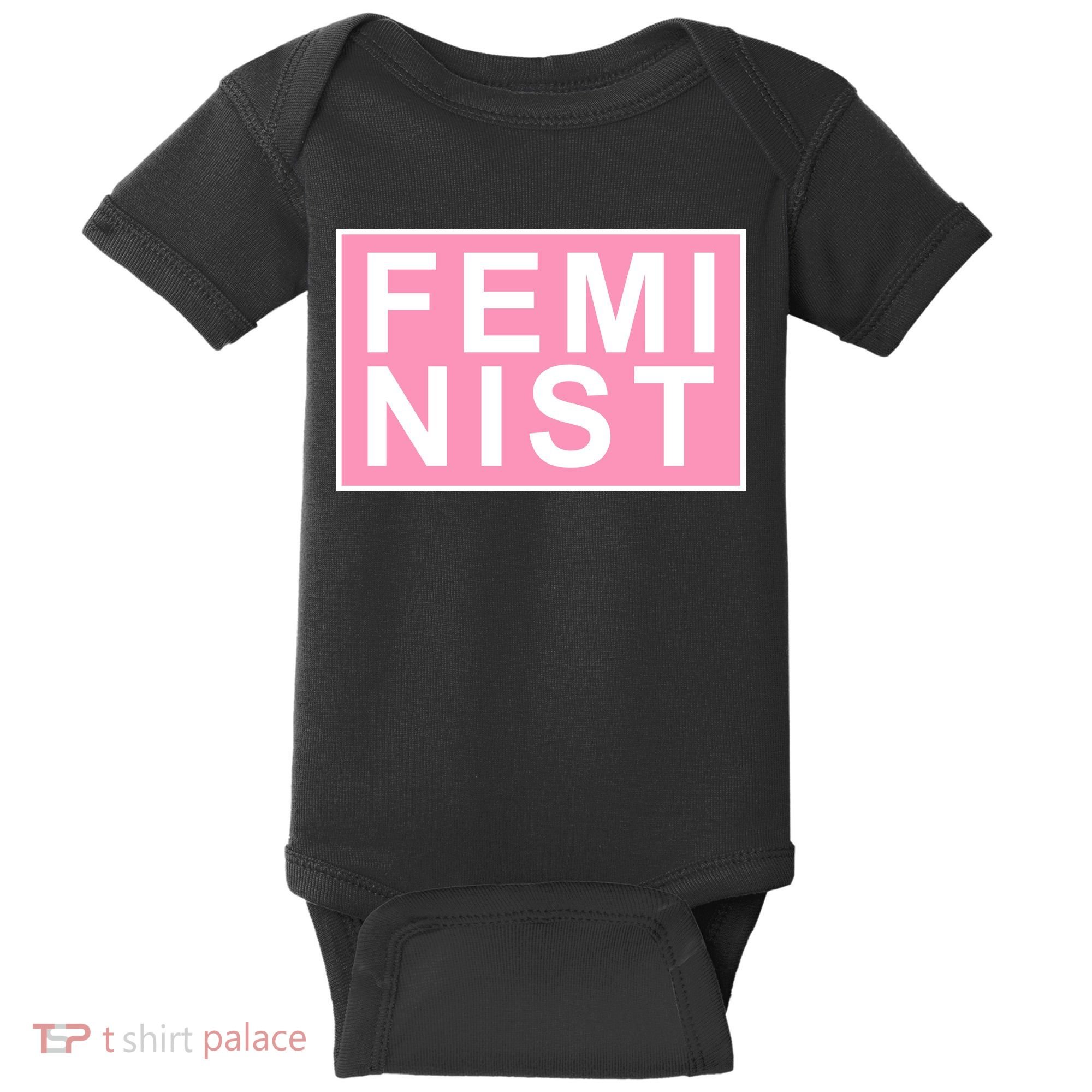 Feminist Pink Logo Baby Bodysuit