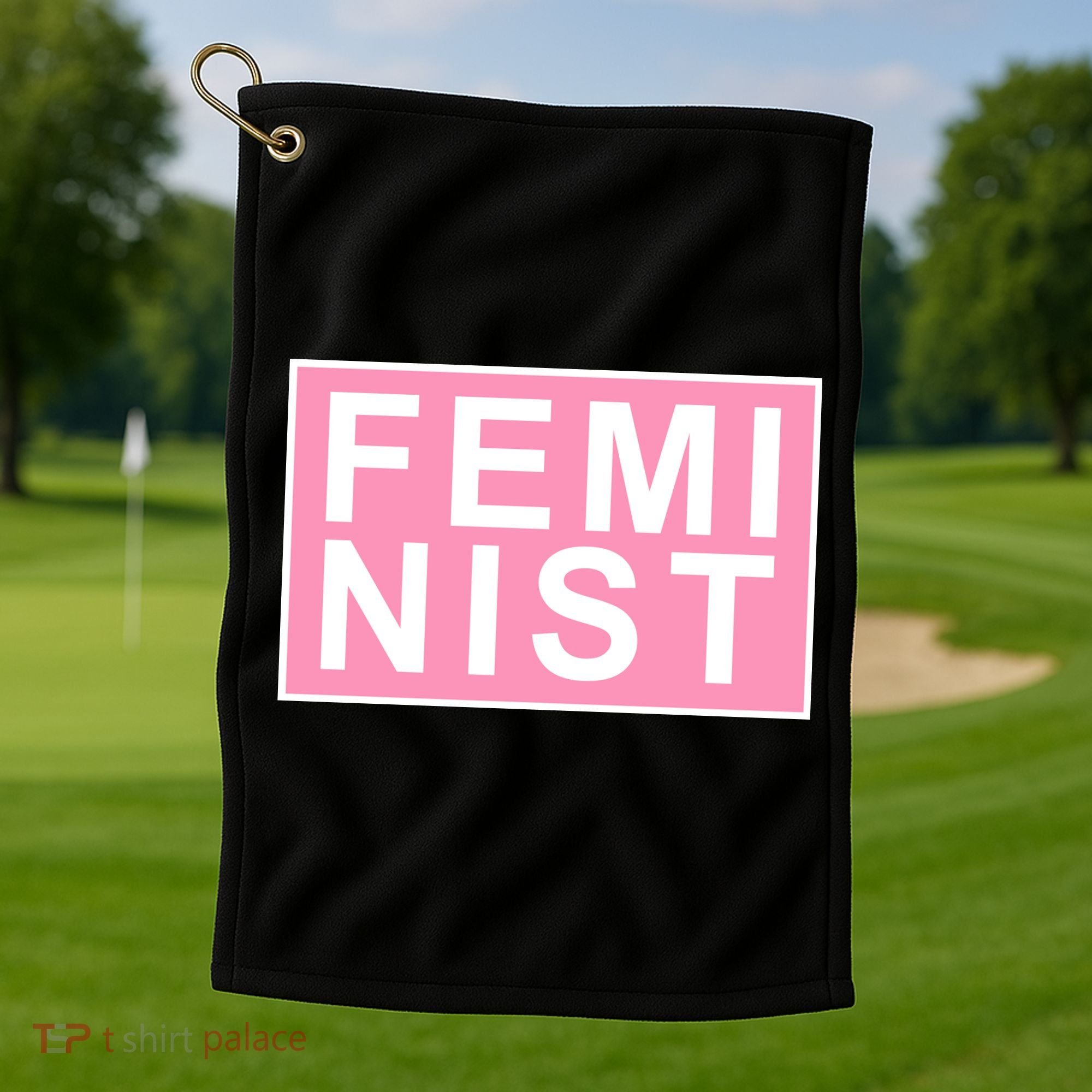 Feminist Pink Logo Golf Towel