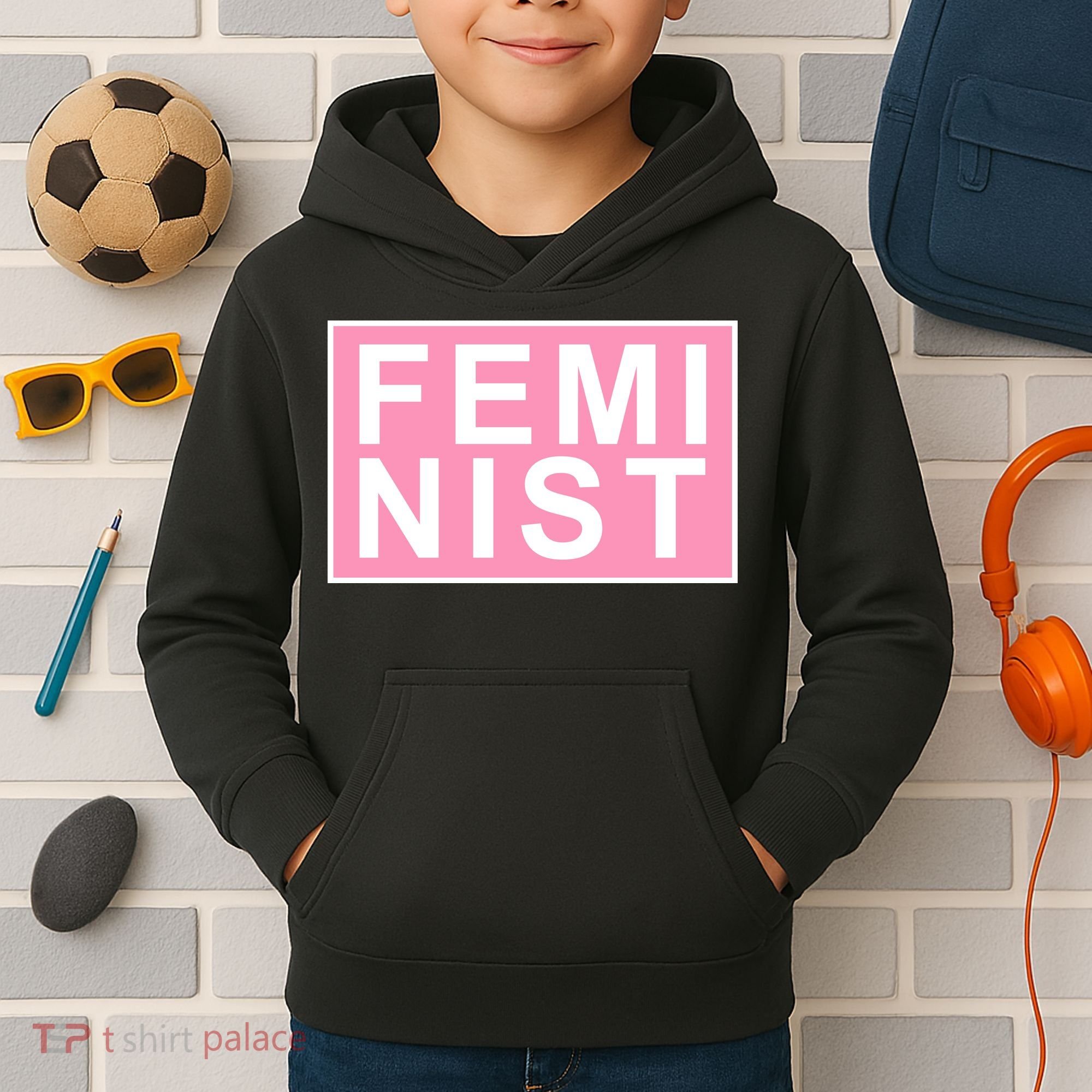 Feminist Pink Logo Kids Hoodie