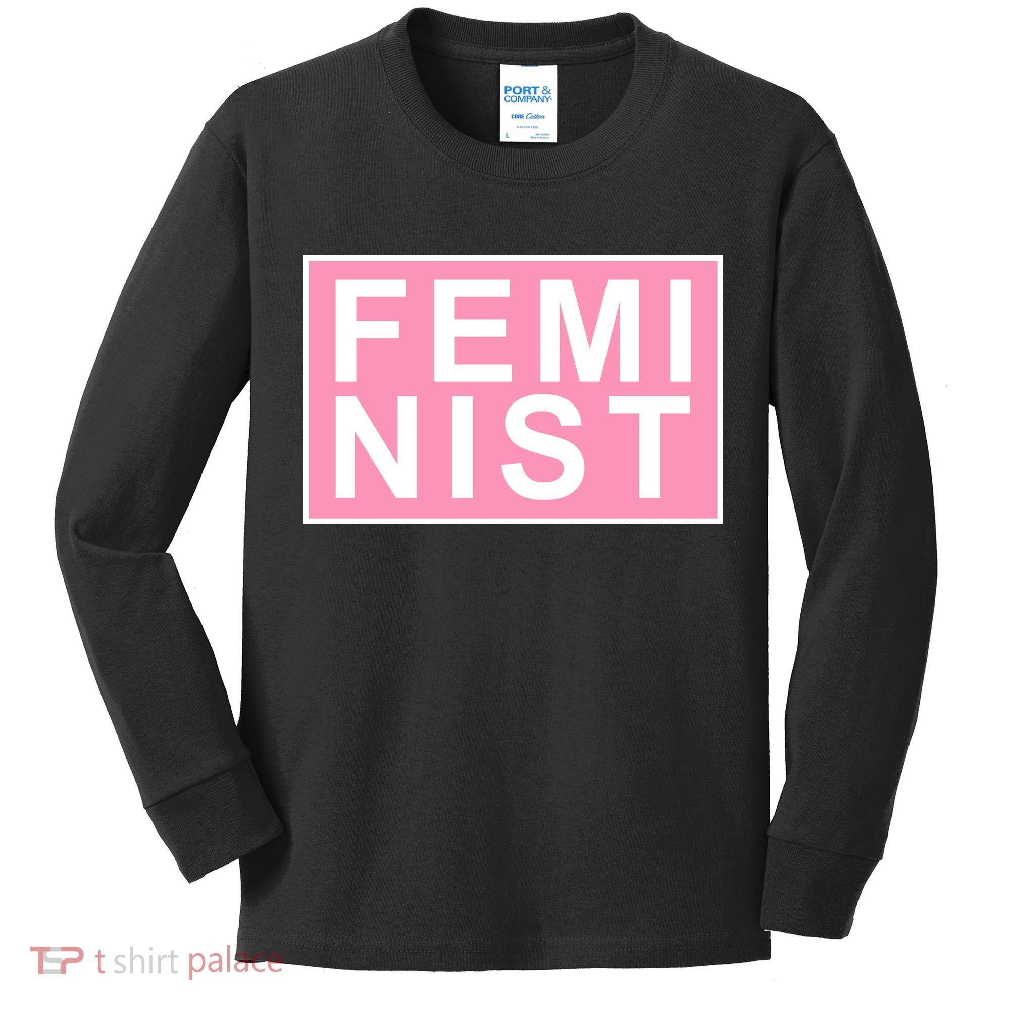 Feminist Pink Logo Kids Long Sleeve Shirt