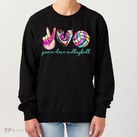 funny Peace Love Volleyball Player Tie Dye Style Women's Sweatshirt thumb 0