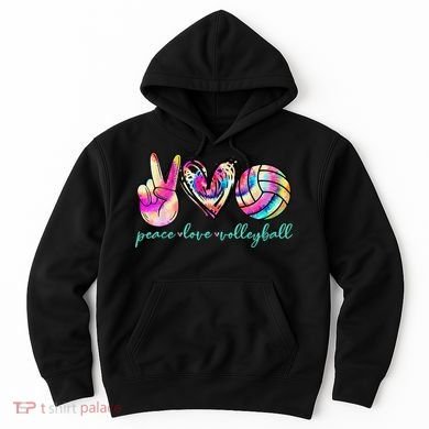 funny Peace Love Volleyball Player Tie Dye Style Hoodie